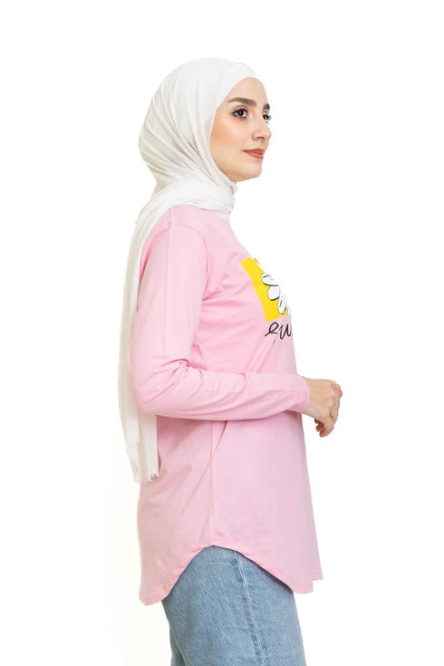Pink Printed Long - Sleeve Design 12 - Khotwh